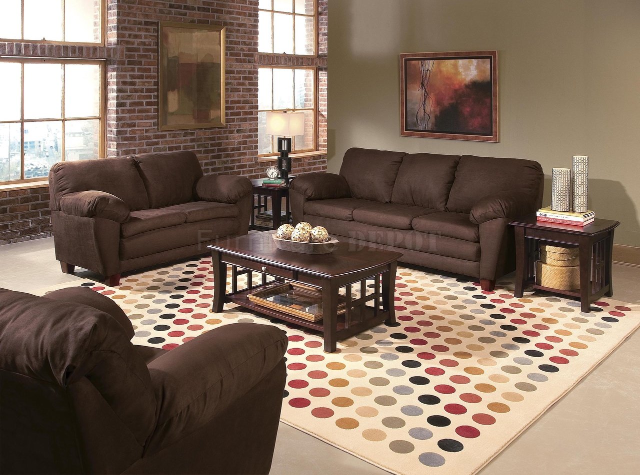 Stock photo of a brown feature wall in living room