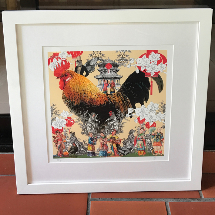 Rooster Feng Shui print 6x6cm