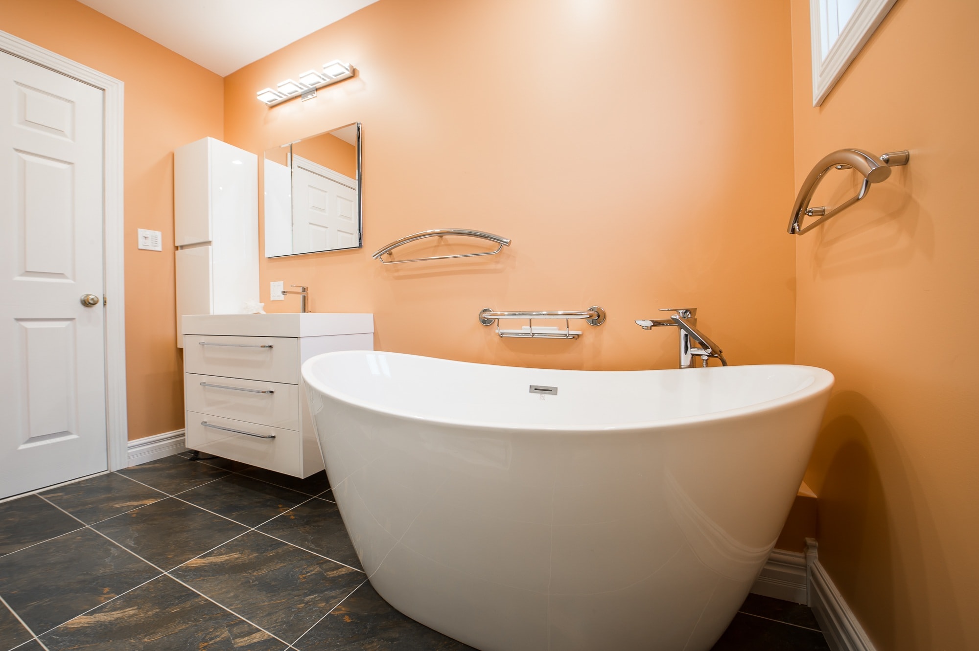 Bathroom with orange wall